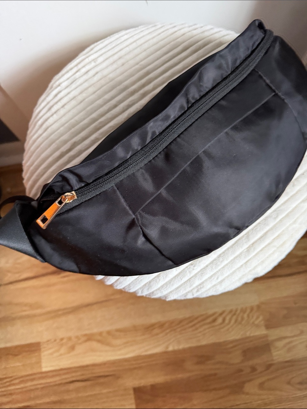 a new day Black Nylon Belt Bag with Gold Zipper
